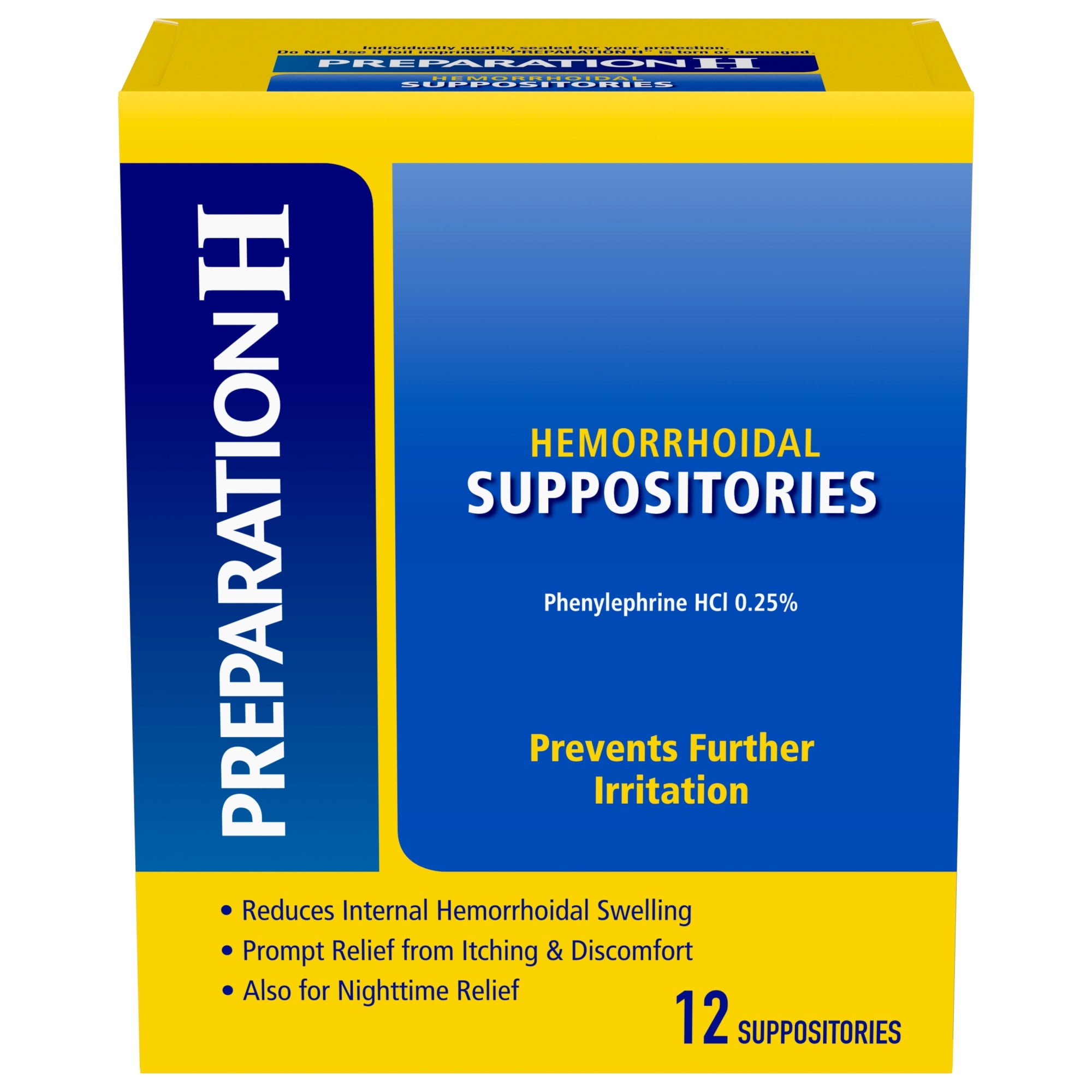 Preparation H Hemorrhoid Suppositories for Itching Discomfort Relief 12 Pack