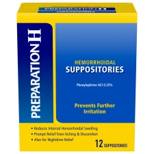 Preparation H Hemorrhoid Suppositories for Itching Discomfort Relief 12 Pack