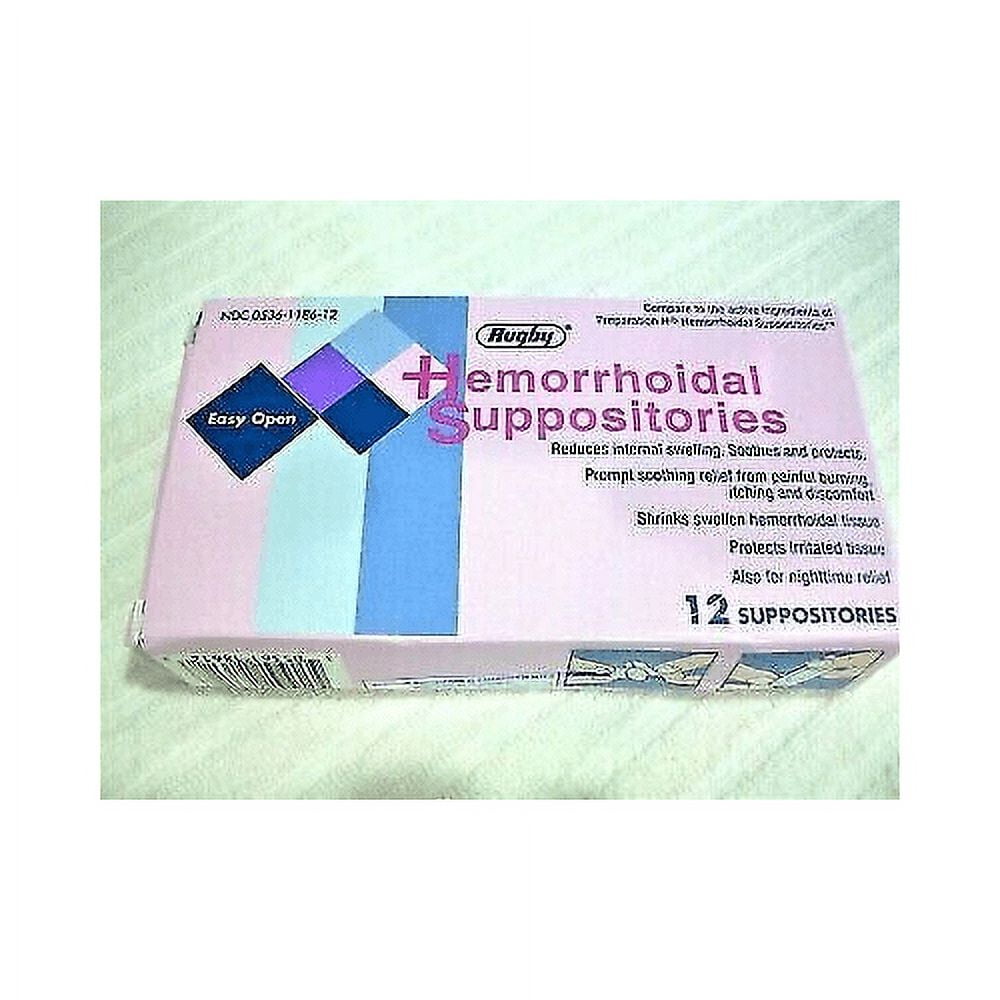 RUGBY EASY OPEN HEMORRHOIDAL SUPPOSITORIES 12CT REDUCING INTERNAL SWELLING
