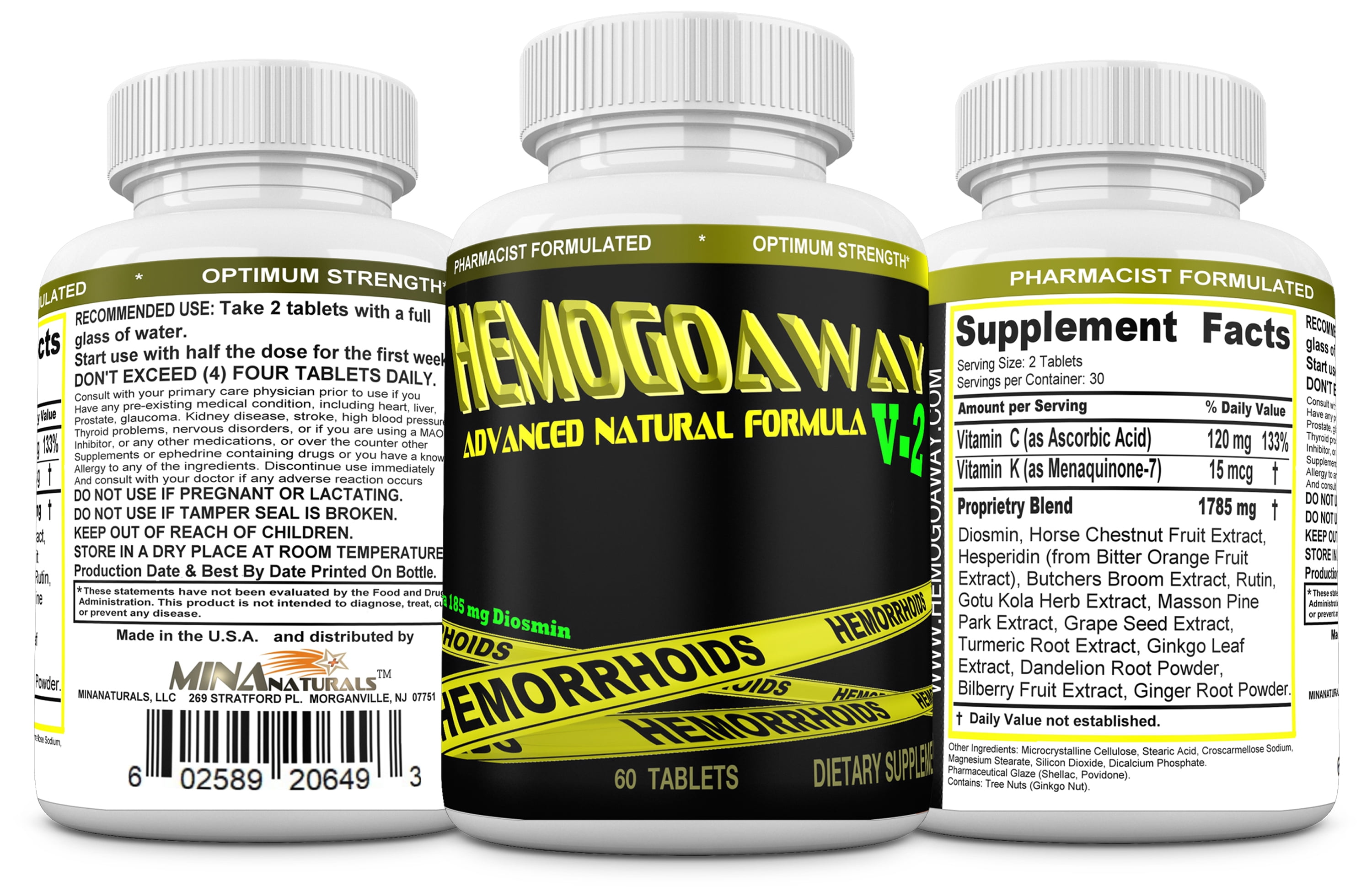 HEMOGOWAY  NATURAL HEMORRHOID SUPPORT RELIEF PILLS 60 TABLETS NOT A CREAM