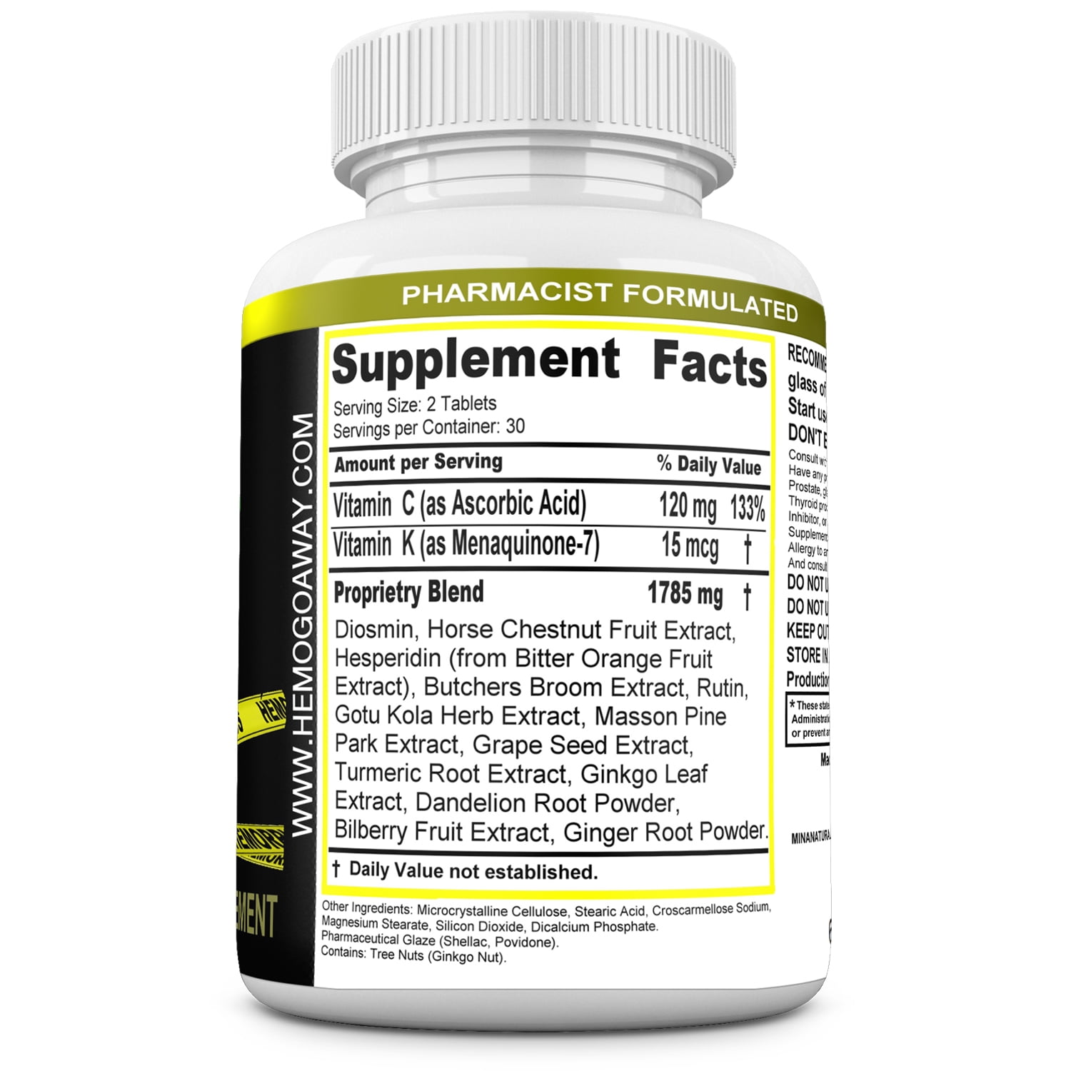 HEMOGOWAY  NATURAL HEMORRHOID SUPPORT RELIEF PILLS 60 TABLETS NOT A CREAM