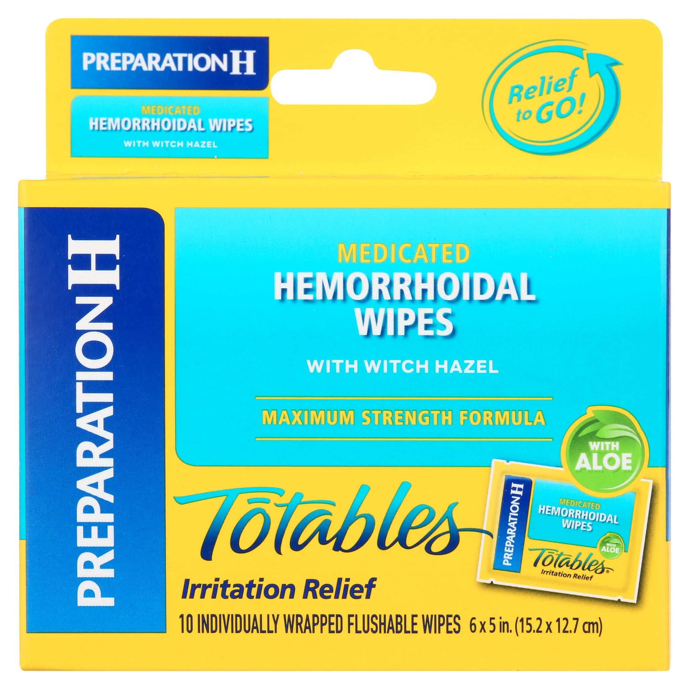 Preparation H Totables Hemorrhoid Wipes Witch Hazel 10 Count