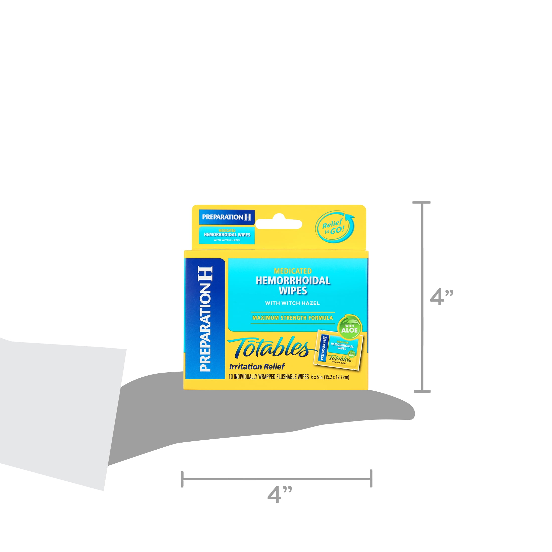 Preparation H Totables Hemorrhoid Wipes Witch Hazel 10 Count