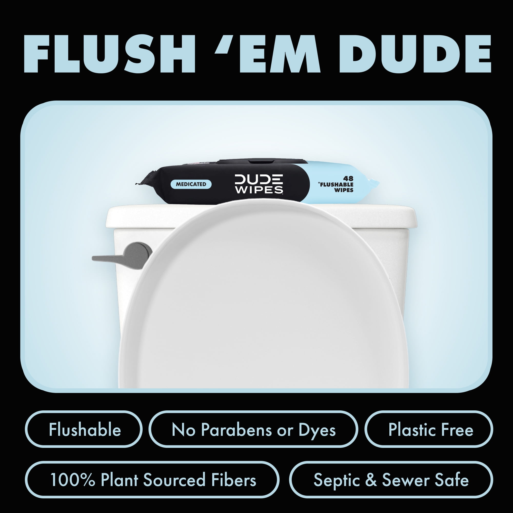 Dude  Flushable Unscented XL Hemorrhoid Relief Wet Wipes 48 Ct