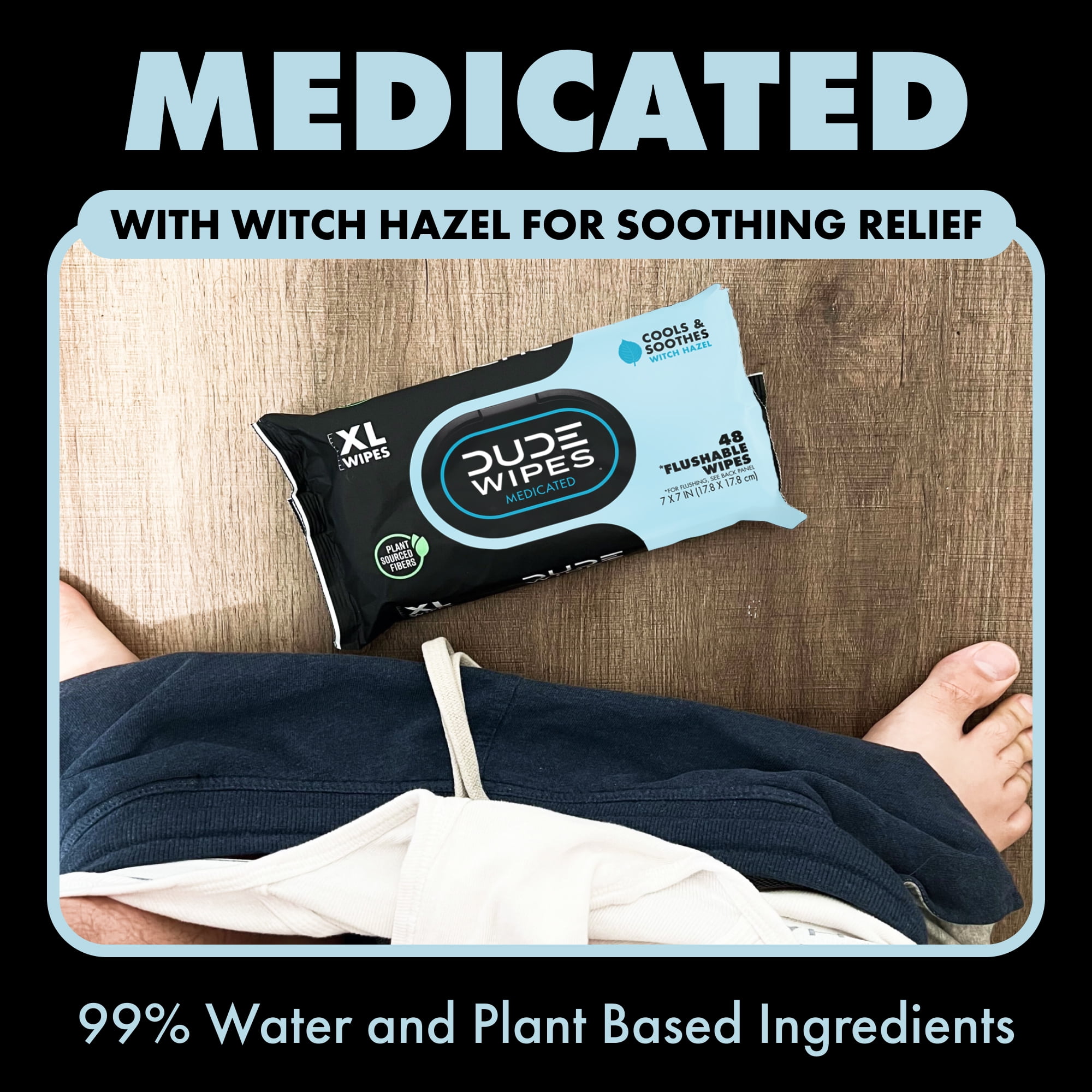 Dude  Flushable Unscented XL Hemorrhoid Relief Wet Wipes 48 Ct