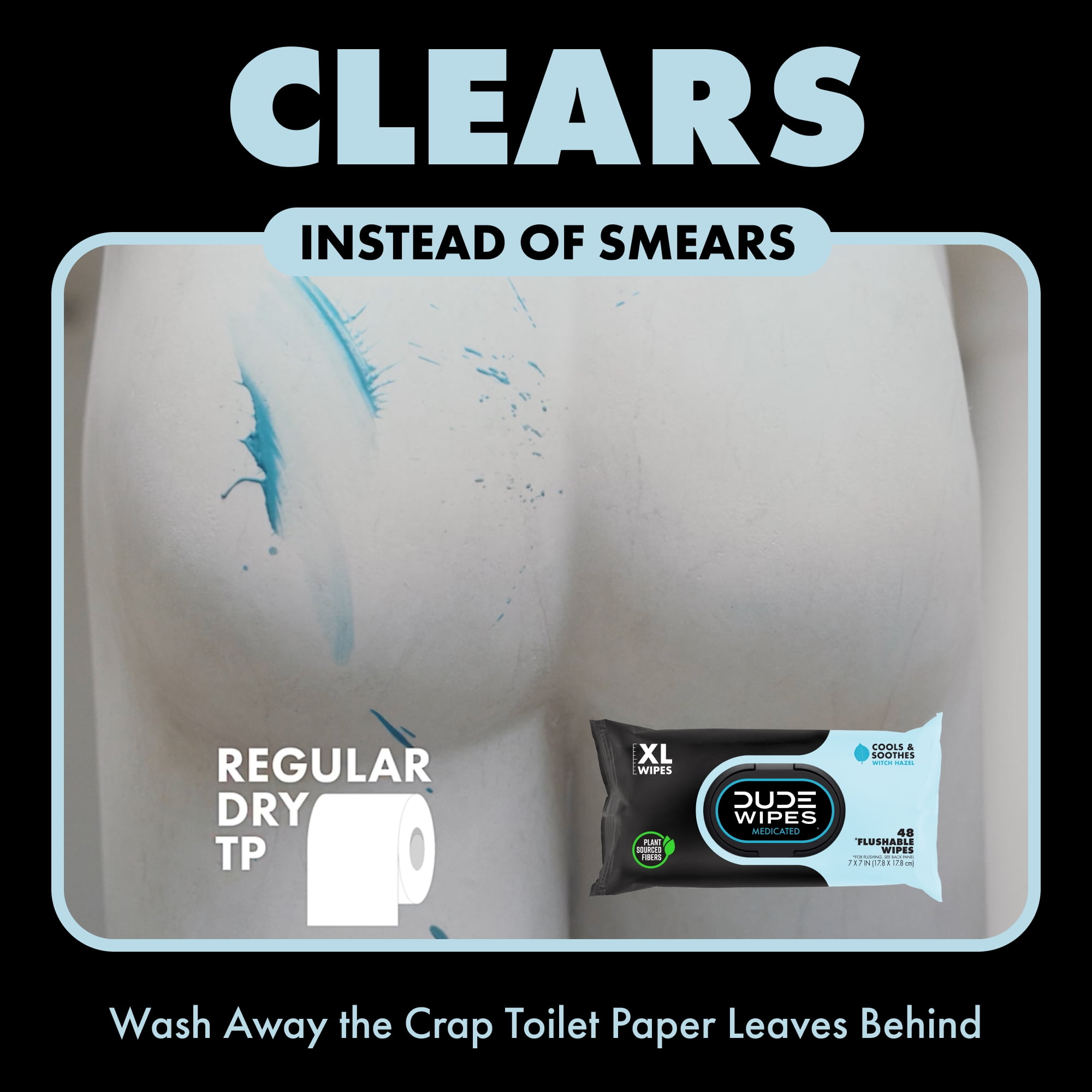 Dude  Flushable Unscented XL Hemorrhoid Relief Wet Wipes 48 Ct