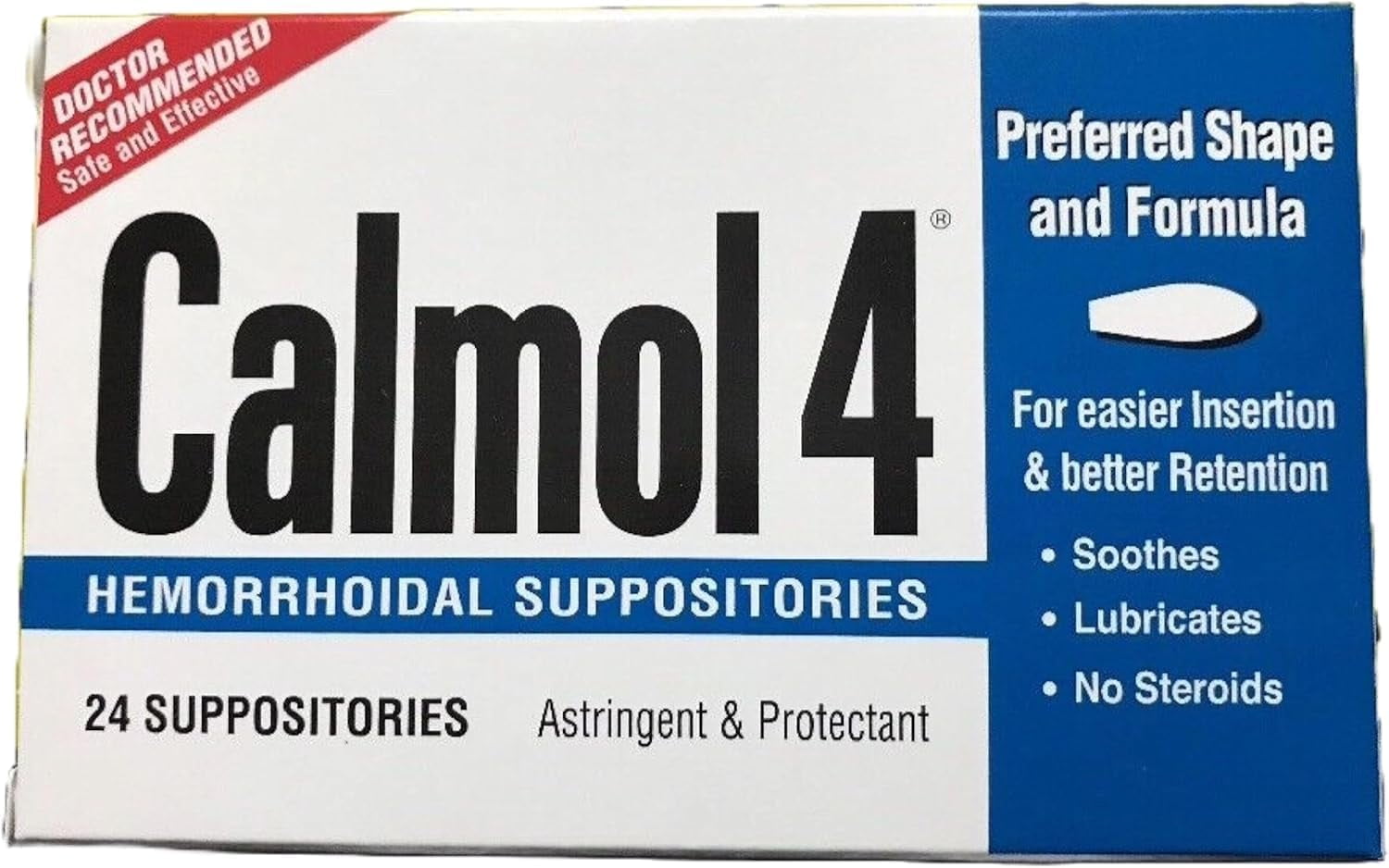 CALMOL 4 HEMORRHOIDAL SUPPOSITORIES 24 PACK - FAST RELIEF