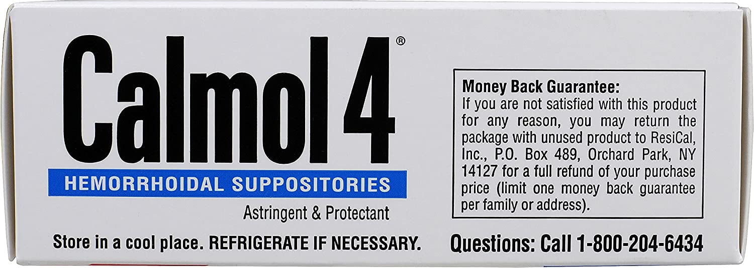 CALMOL 4 HEMORRHOIDAL SUPPOSITORIES 24 PACK - FAST RELIEF
