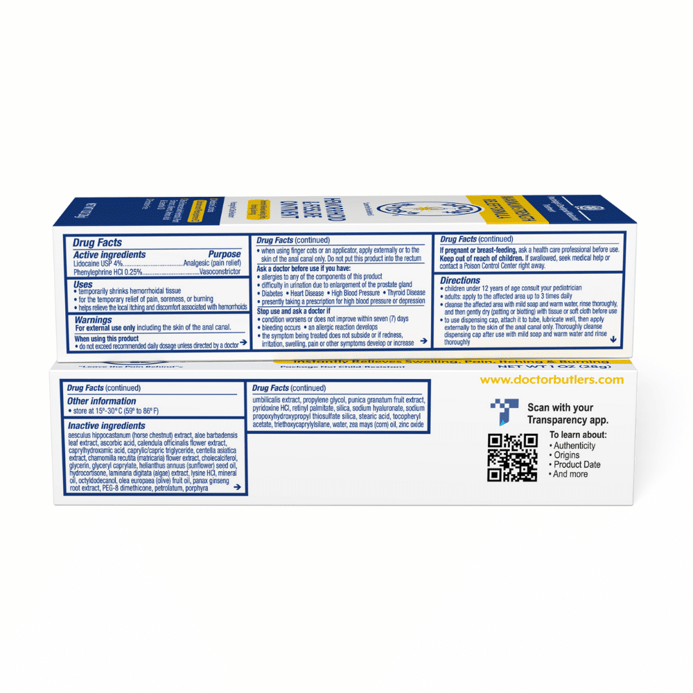 Doctor Butler Hemorrhoid Fissure Ointment Rapid Relief 1oz