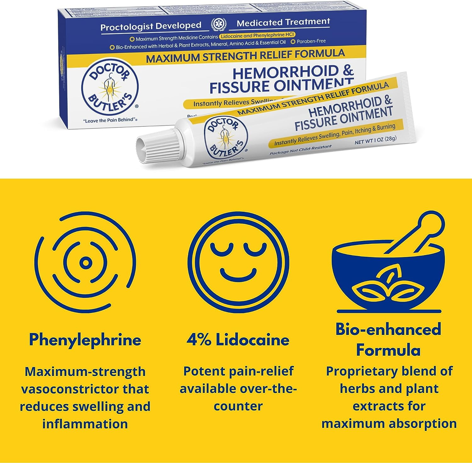 Doctor Butler Hemorrhoid Fissure Ointment Rapid Relief 1oz