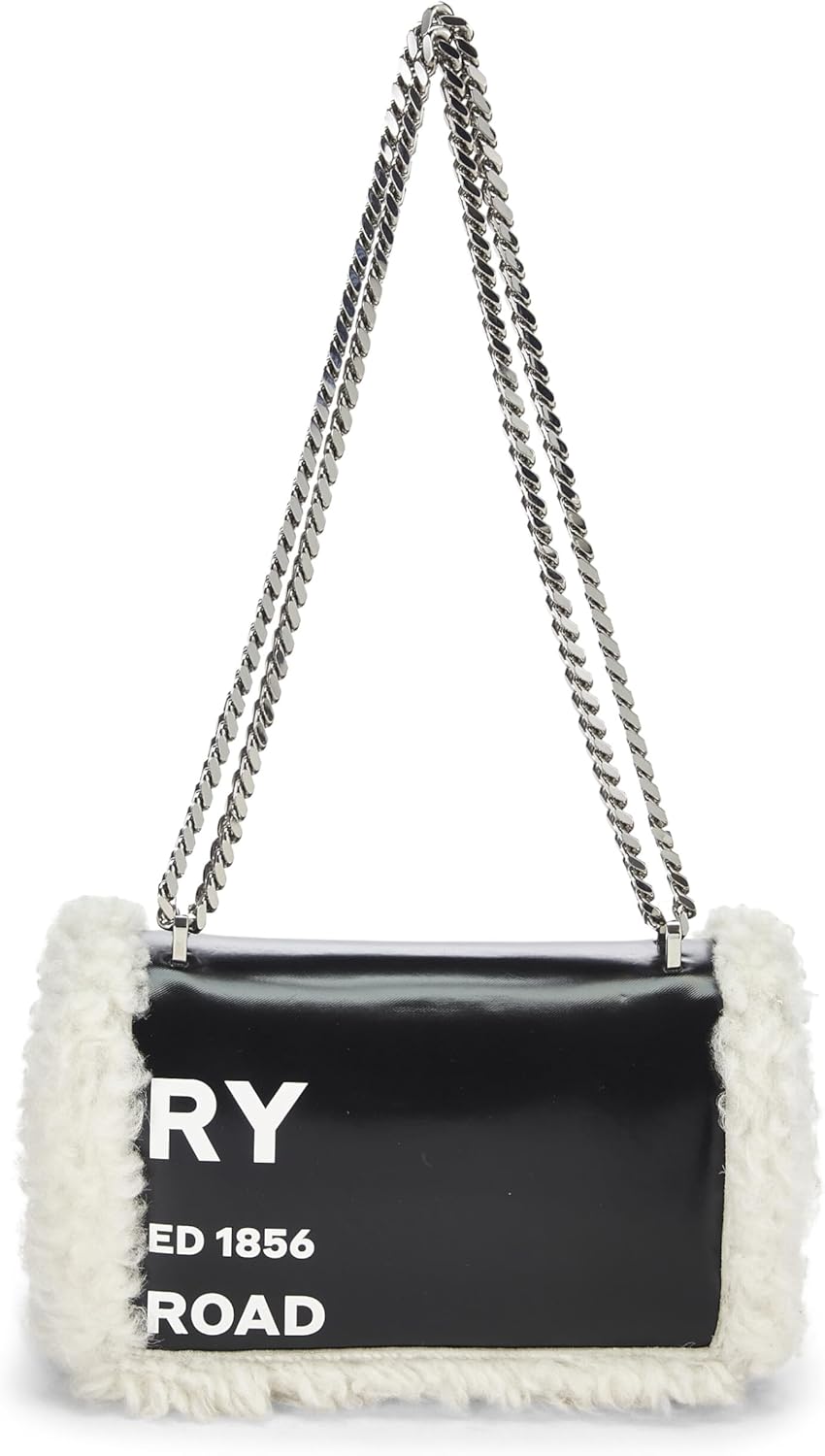 BURBERRY Pre-Loved Black Shearling Horseferry Lola Shoulder Bag Small, Black