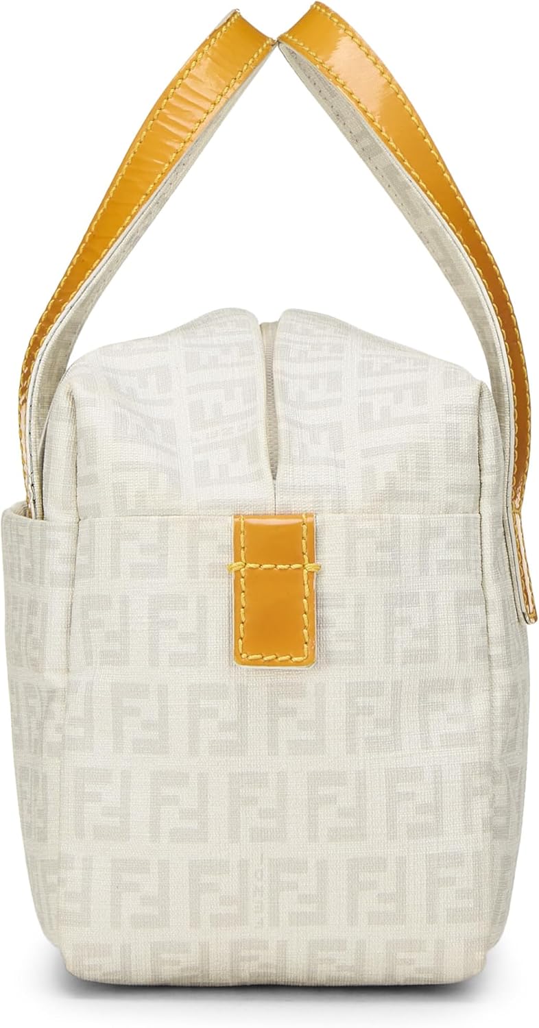 FENDI Pre-Loved Yellow Zucchino Coated Canvas Boston Mini, Yellow