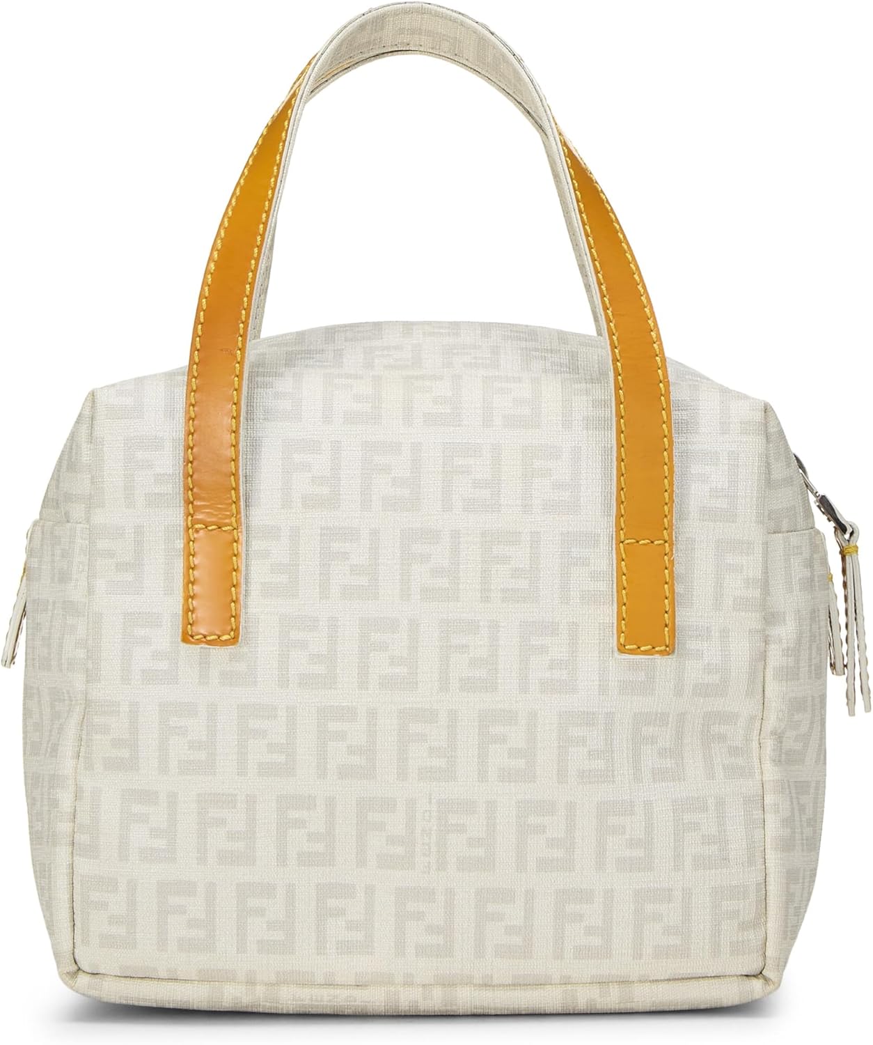 FENDI Pre-Loved Yellow Zucchino Coated Canvas Boston Mini, Yellow