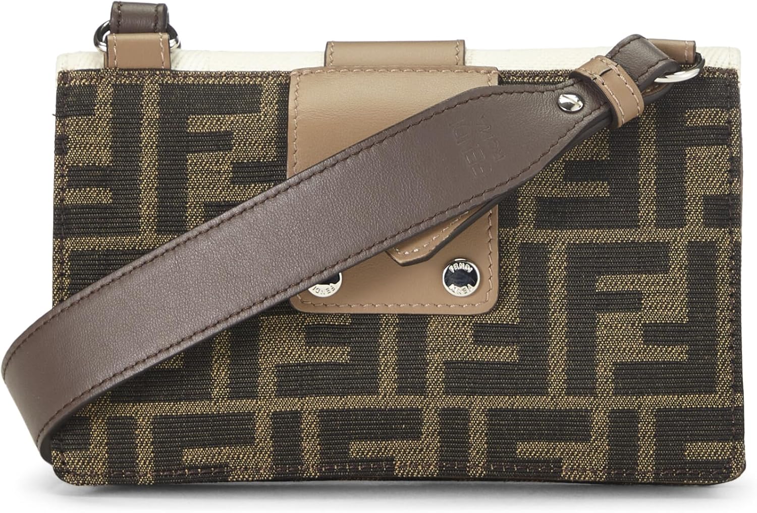 FENDI Pre-Loved Brown Canvas Flat Baguette Bag Micro, Brown