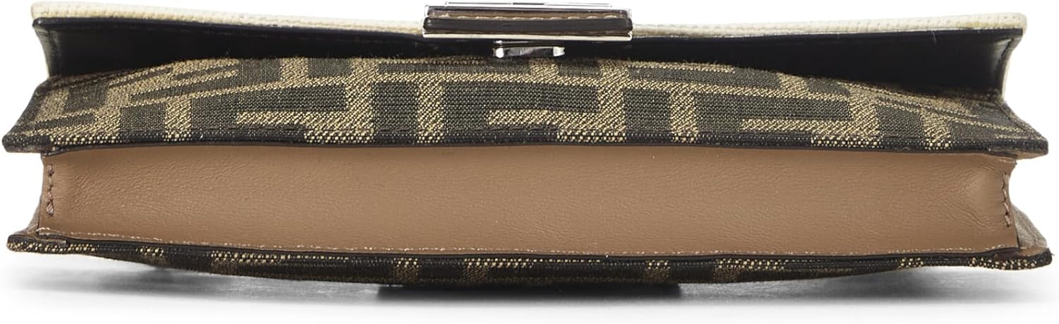 FENDI Pre-Loved Brown Canvas Flat Baguette Bag Micro, Brown