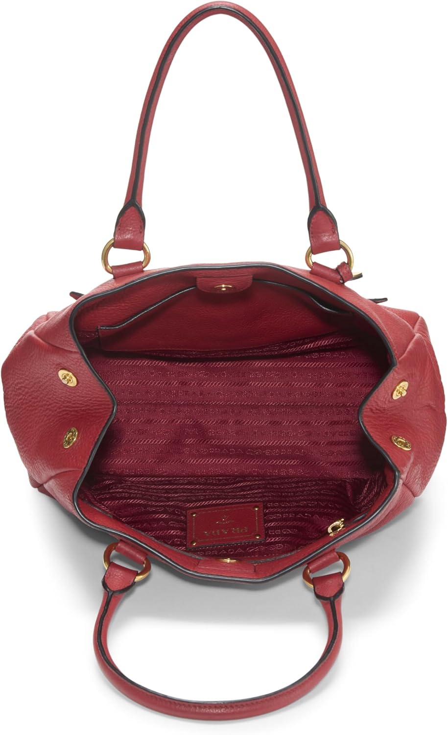 Prada Pre-Loved Red Vitello Daino Convertible Tote Small, Red