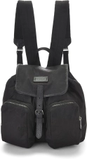 Gucci Pre-Loved Black Nylon Double Pocket Backpack, Black