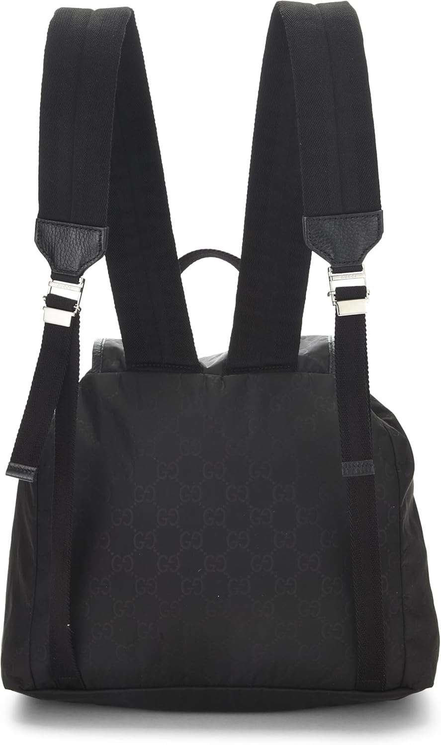 Gucci Pre-Loved Black Nylon Double Pocket Backpack, Black