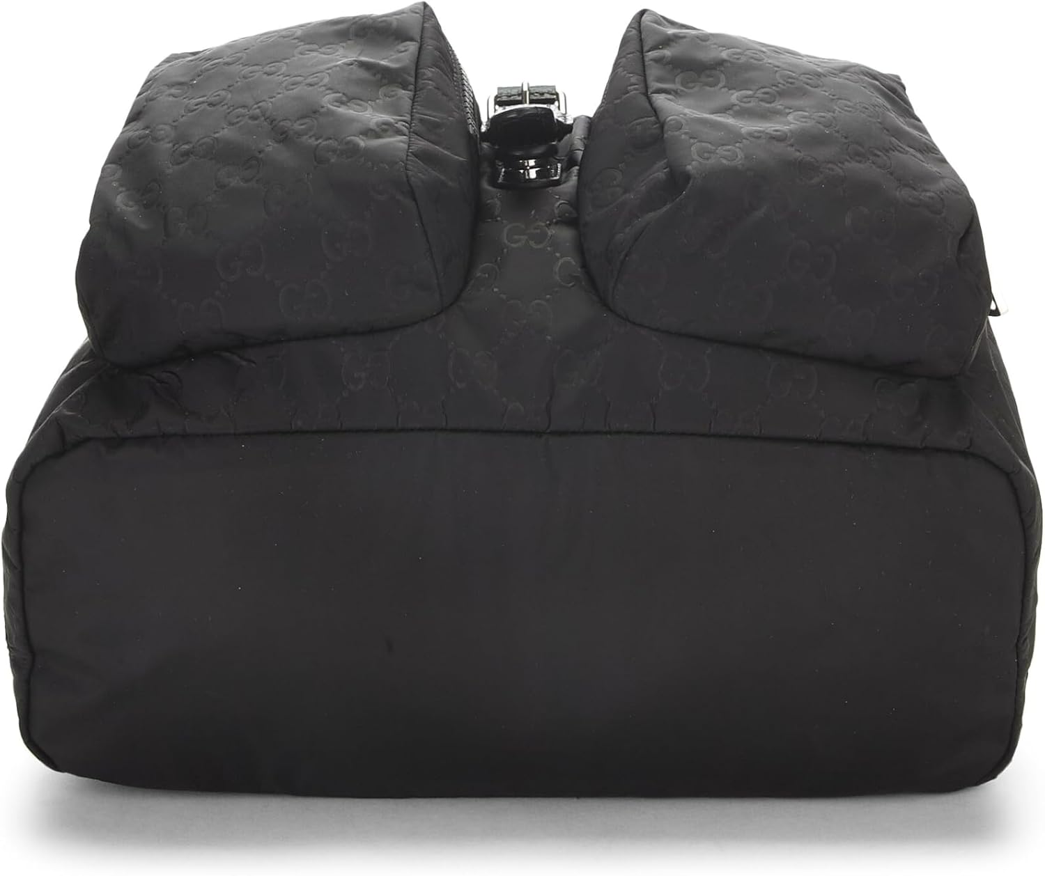 Gucci Pre-Loved Black Nylon Double Pocket Backpack, Black