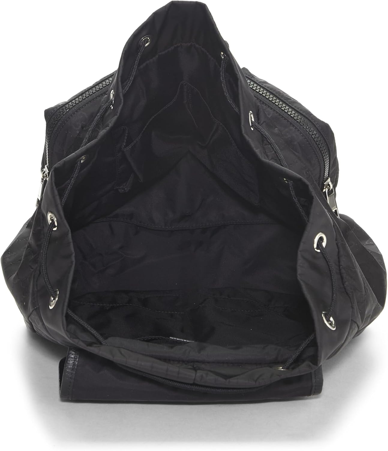 Gucci Pre-Loved Black Nylon Double Pocket Backpack, Black
