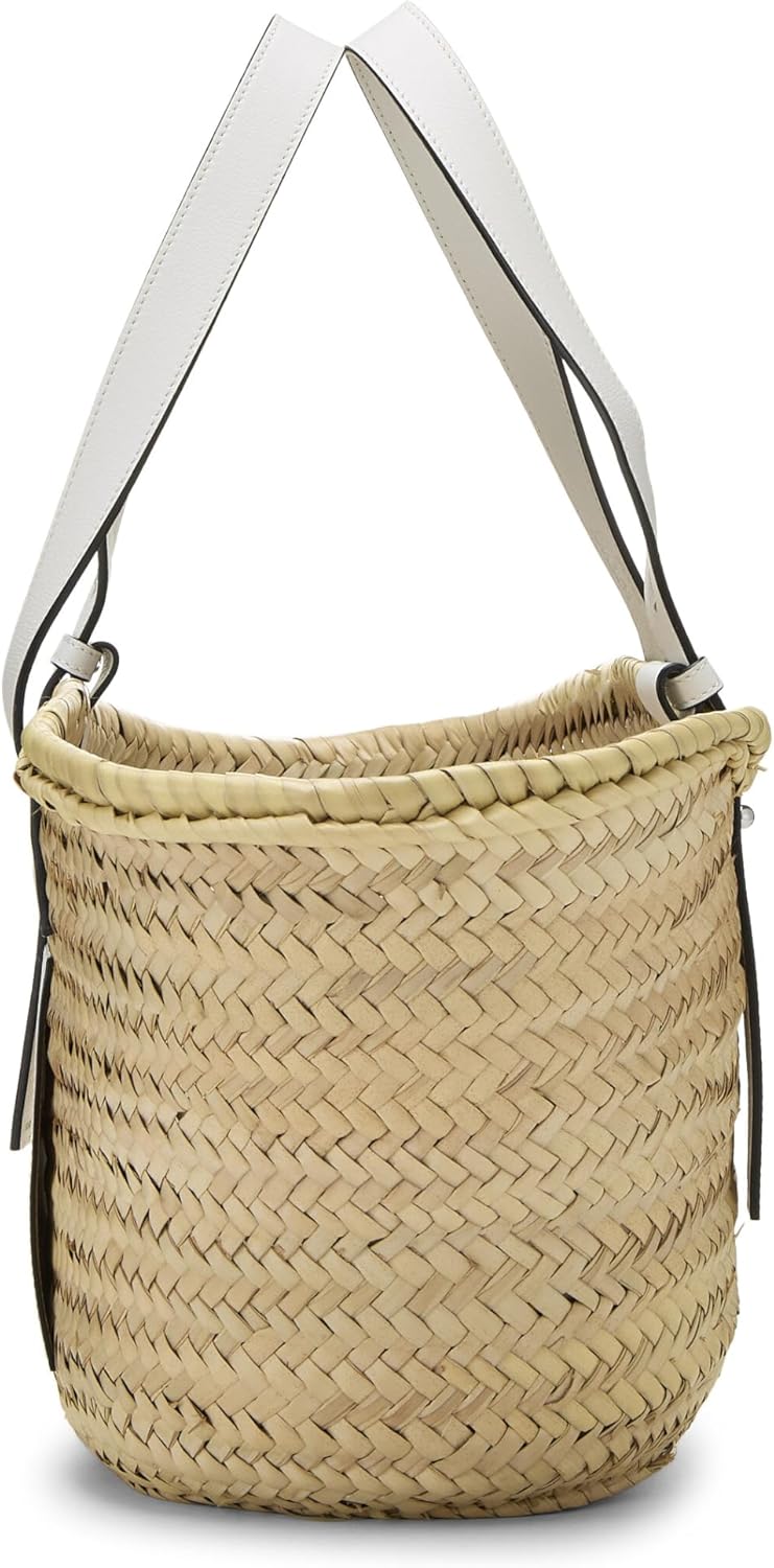 LOEWE Pre-Loved White Raffia Basket Bag Medium, White