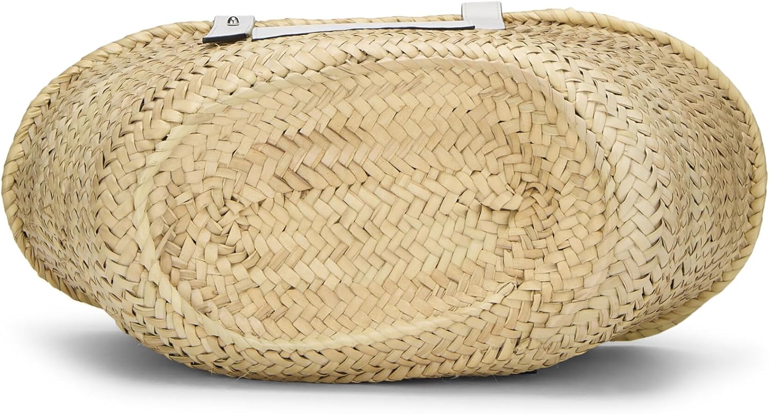 LOEWE Pre-Loved White Raffia Basket Bag Medium, White