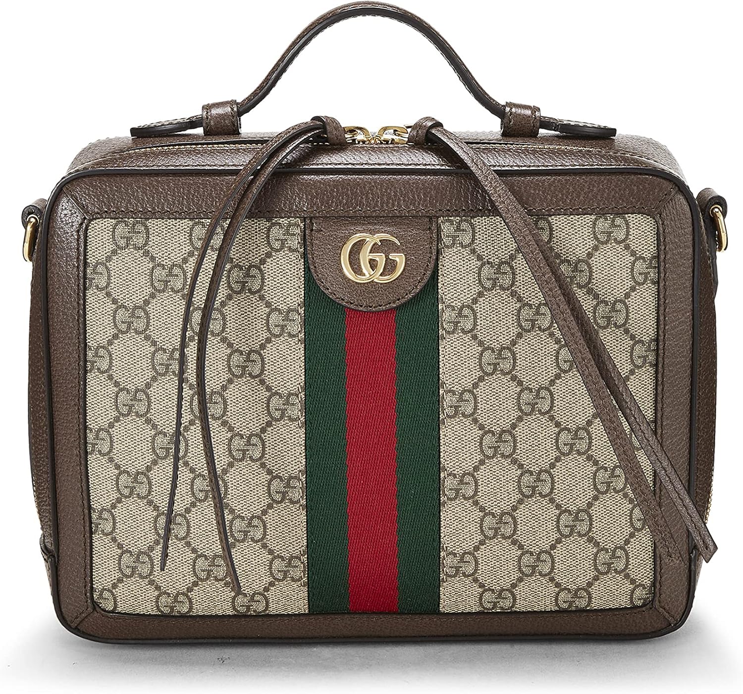 Gucci Pre-Loved Original GG Supreme Canvas Web Ophidia Shoulder Bag Medium, Brown