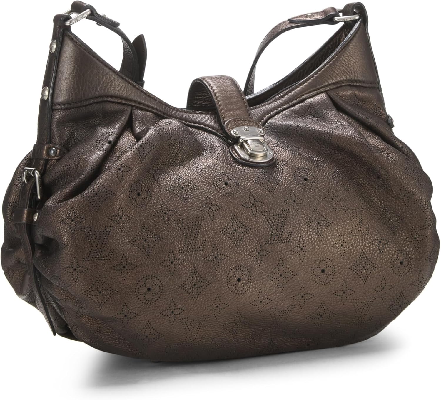 Louis Vuitton, Pre-Loved Bronze Monogram Leather Mahina Extra Small, Brown Roll over image to zoom in Louis Vuitton Pre-Loved Bronze Monogram Leather Mahina Extra Small, Brown