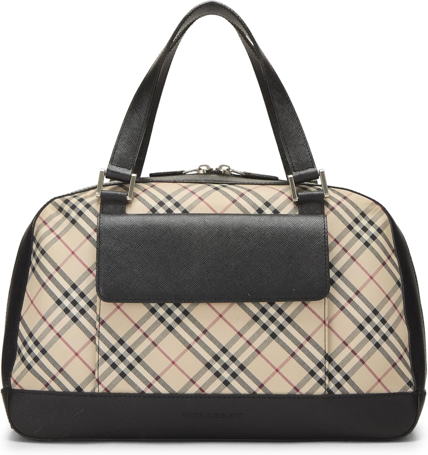BURBERRY Pre-Loved Black Jacquard Check Bowler Handbag Medium, Black