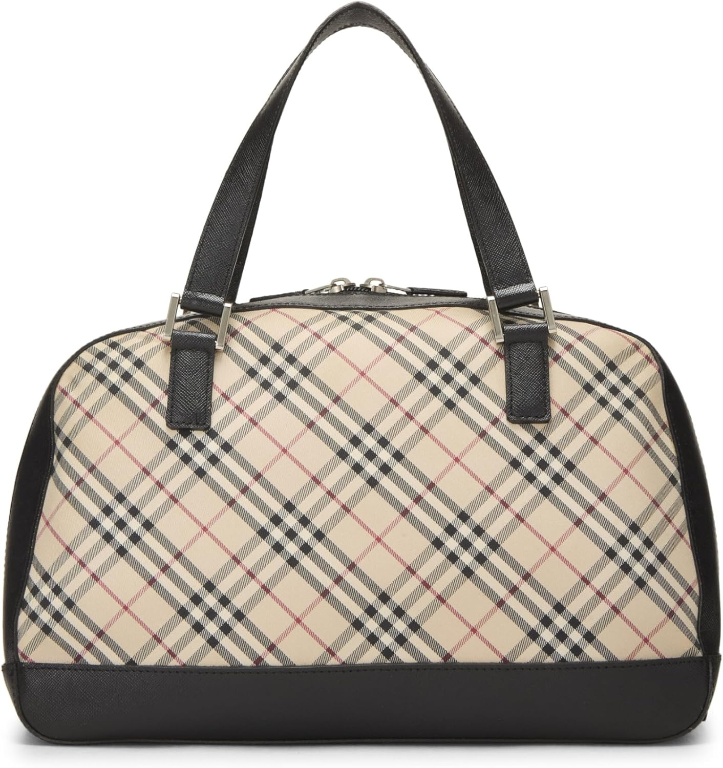 BURBERRY Pre-Loved Black Jacquard Check Bowler Handbag Medium, Black