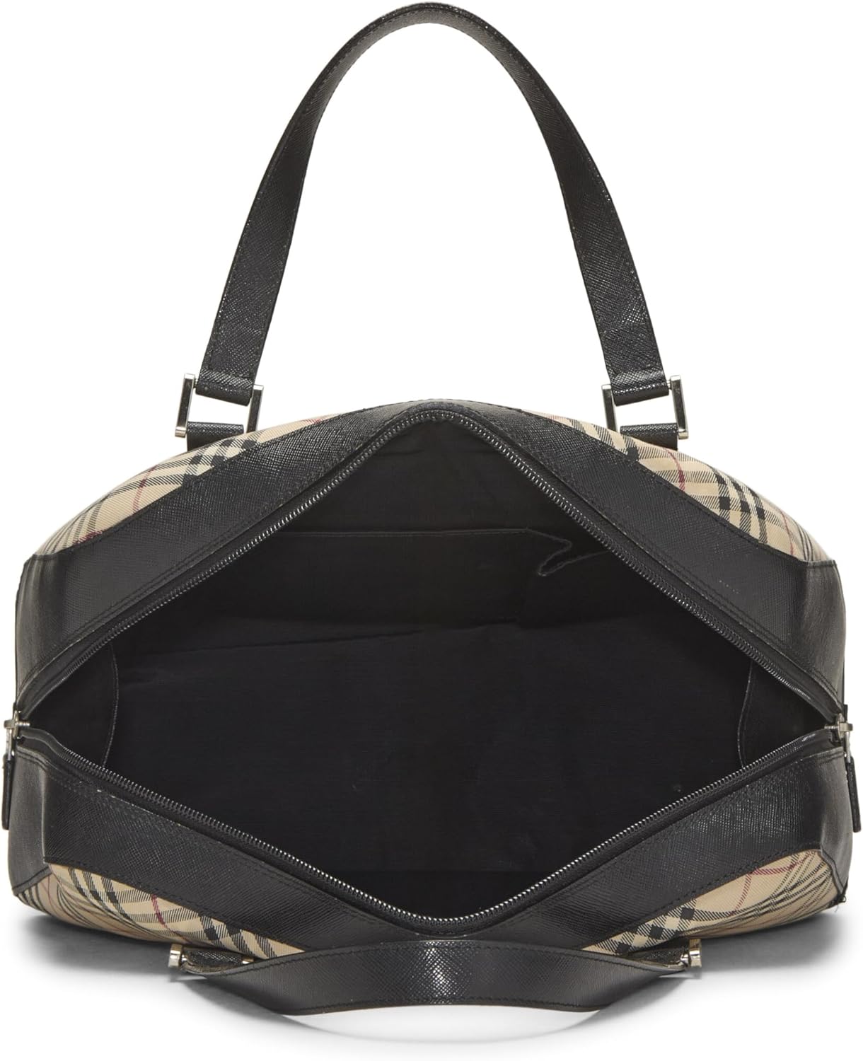 BURBERRY Pre-Loved Black Jacquard Check Bowler Handbag Medium, Black