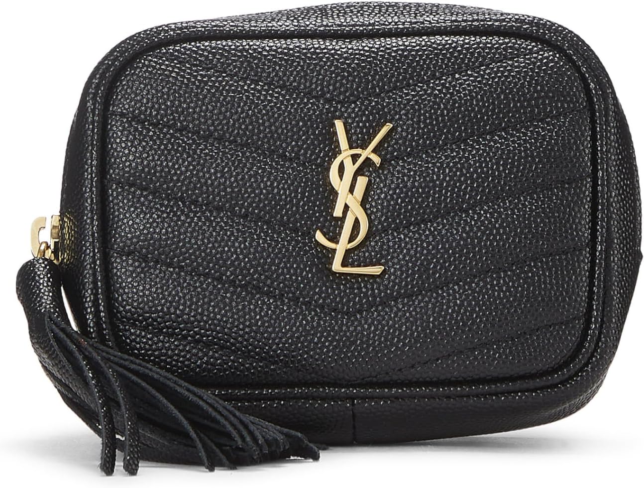 YVES SAINT LAURENT PRE-LOVED BLACK GRAINY LEATHER LOU CAMERA BAG MINI, BLACK