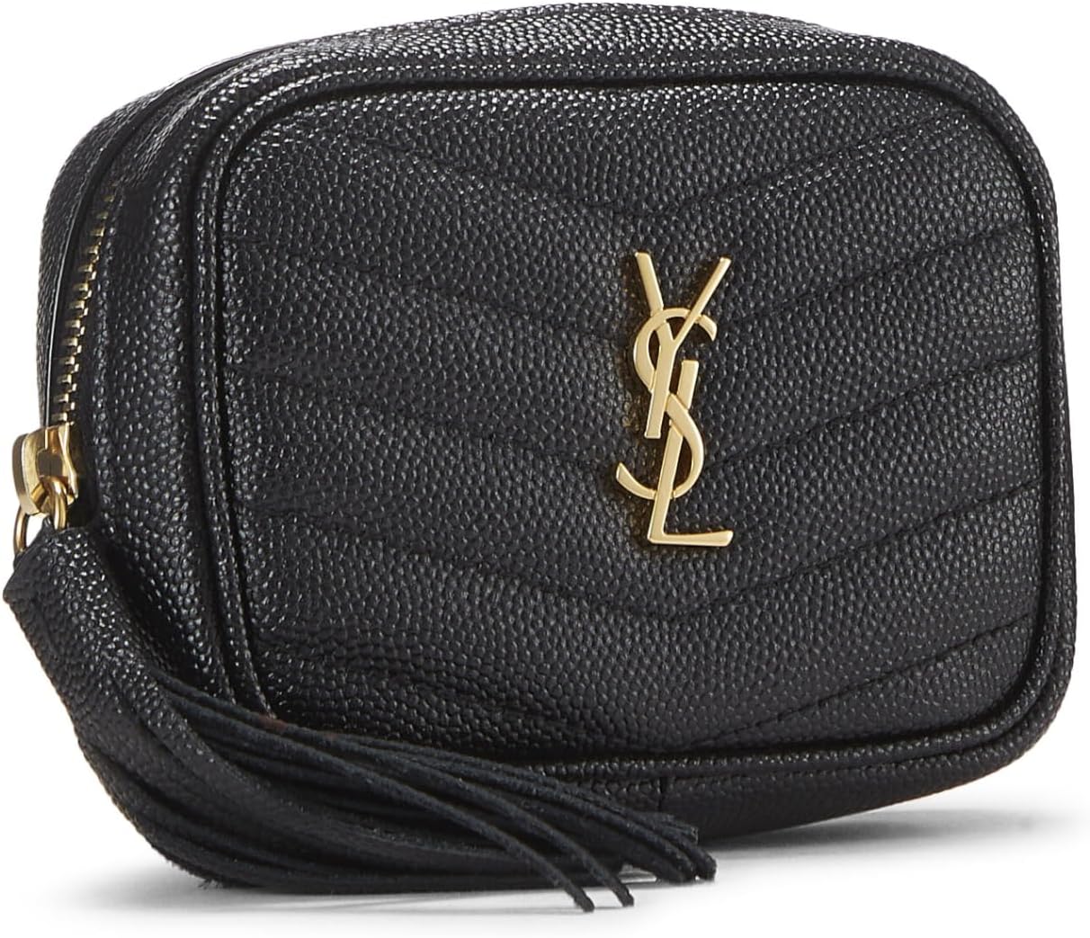 YVES SAINT LAURENT PRE-LOVED BLACK GRAINY LEATHER LOU CAMERA BAG MINI, BLACK