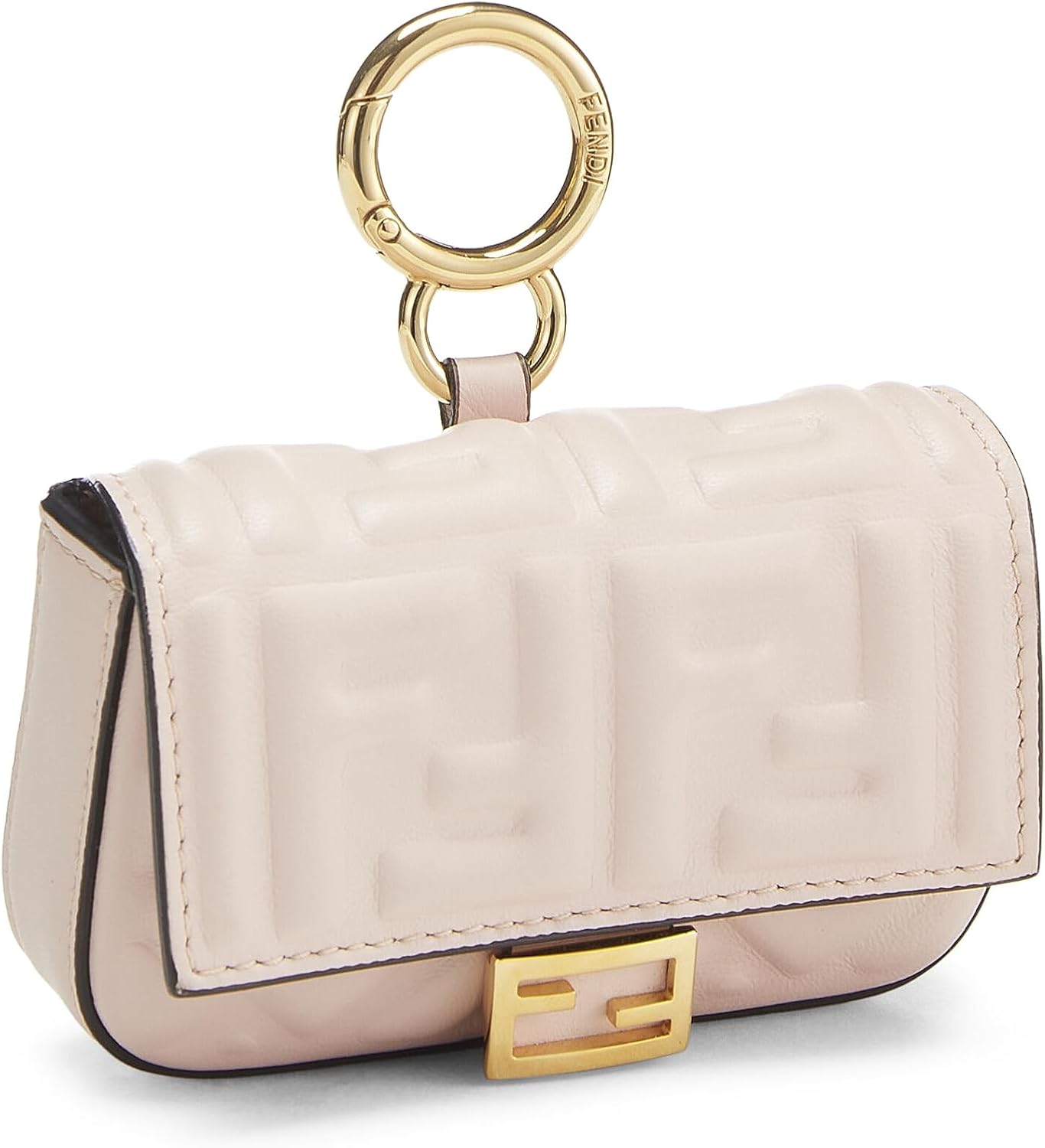 FENDI Pre-Loved Pink Embroidered Convertible Baguette Bag Charm Nano, Pink