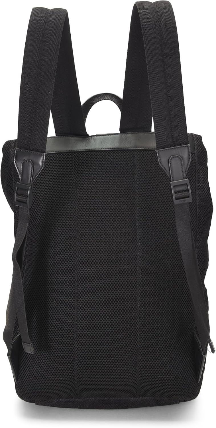 FENDI Pre-Loved Black Mesh Zucca Backpack, Black