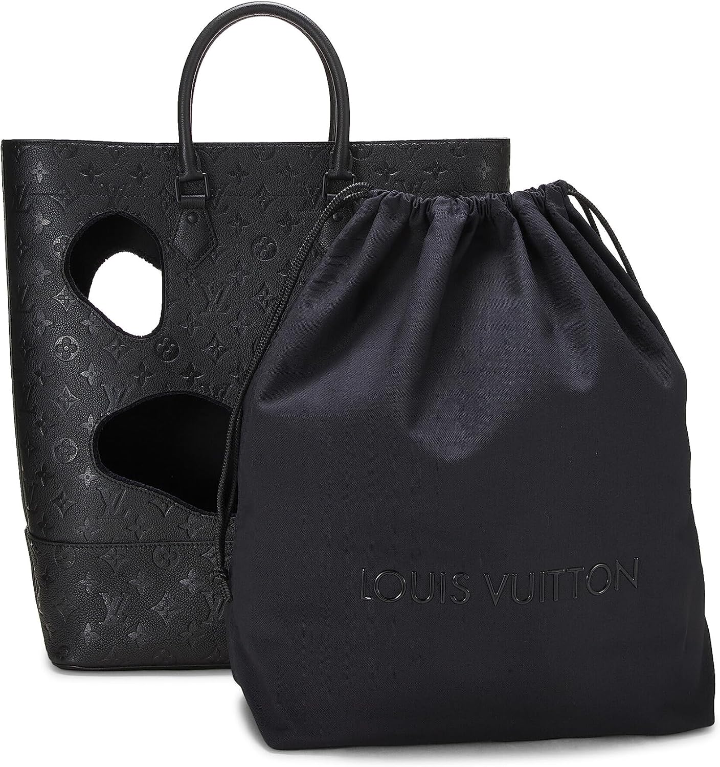 Louis Vuitton Pre-Loved COMME DES GARÇONS x Louis Vuitton Black Monogram Empreinte Bag with Holes, Black