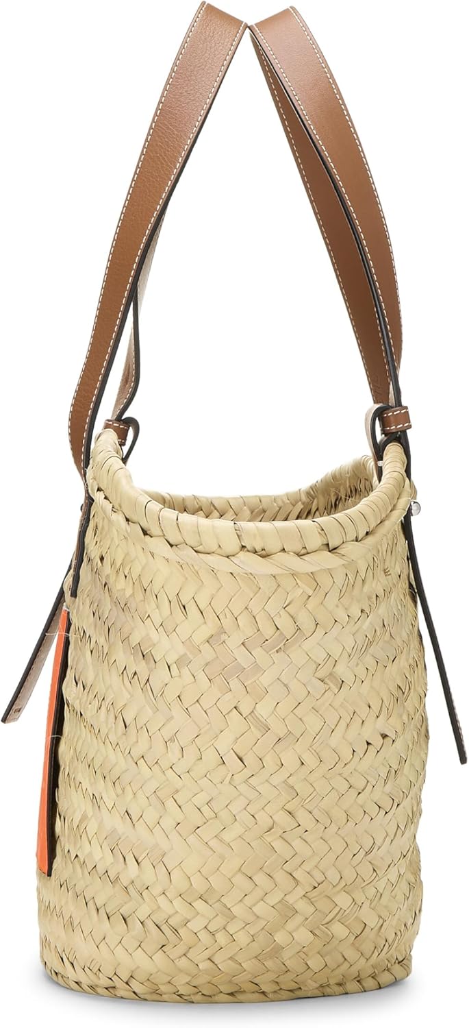 LOEWE Pre-Loved Orange Raffia Basket Bag Medium, Orange