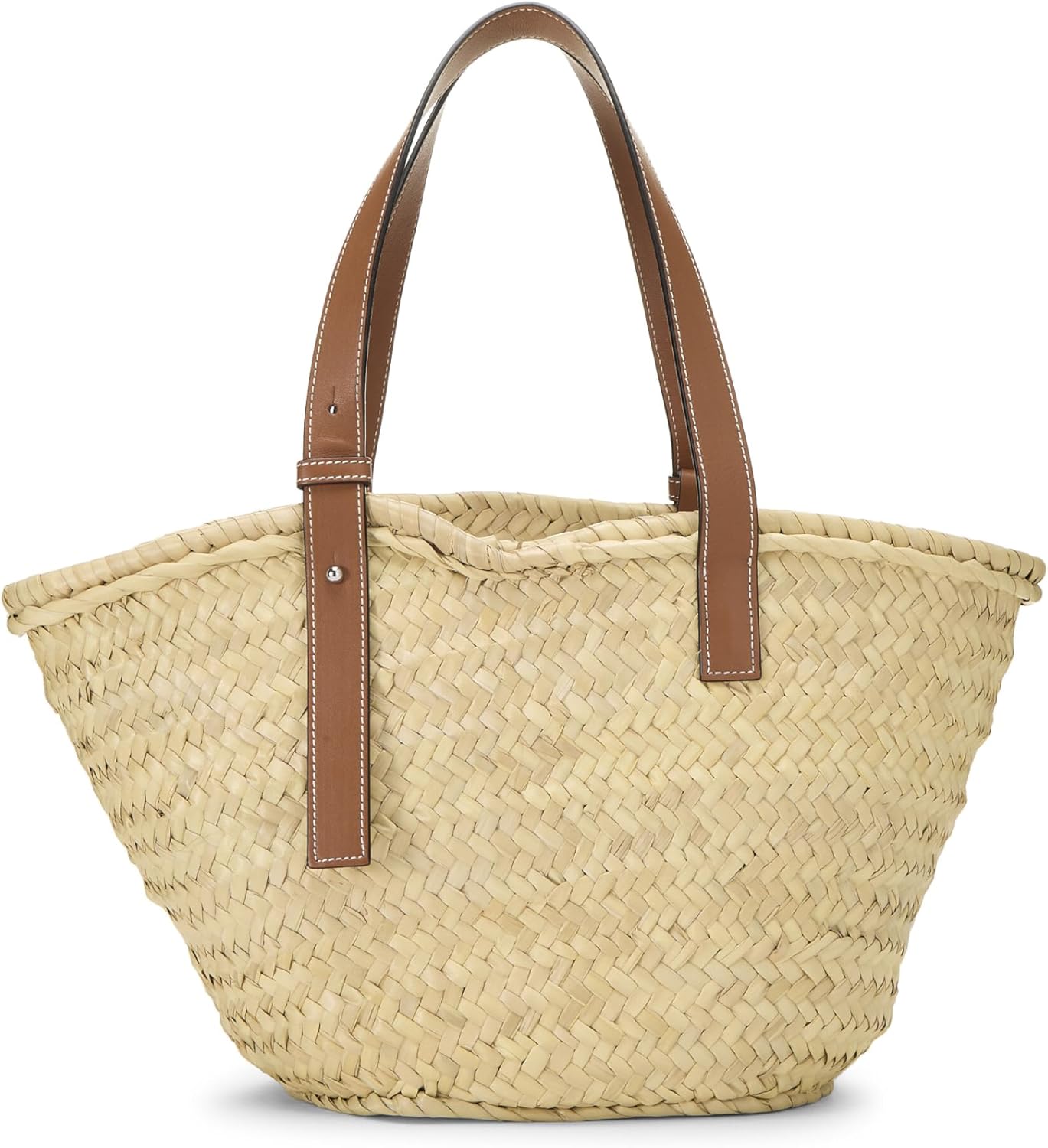 LOEWE Pre-Loved Orange Raffia Basket Bag Medium, Orange