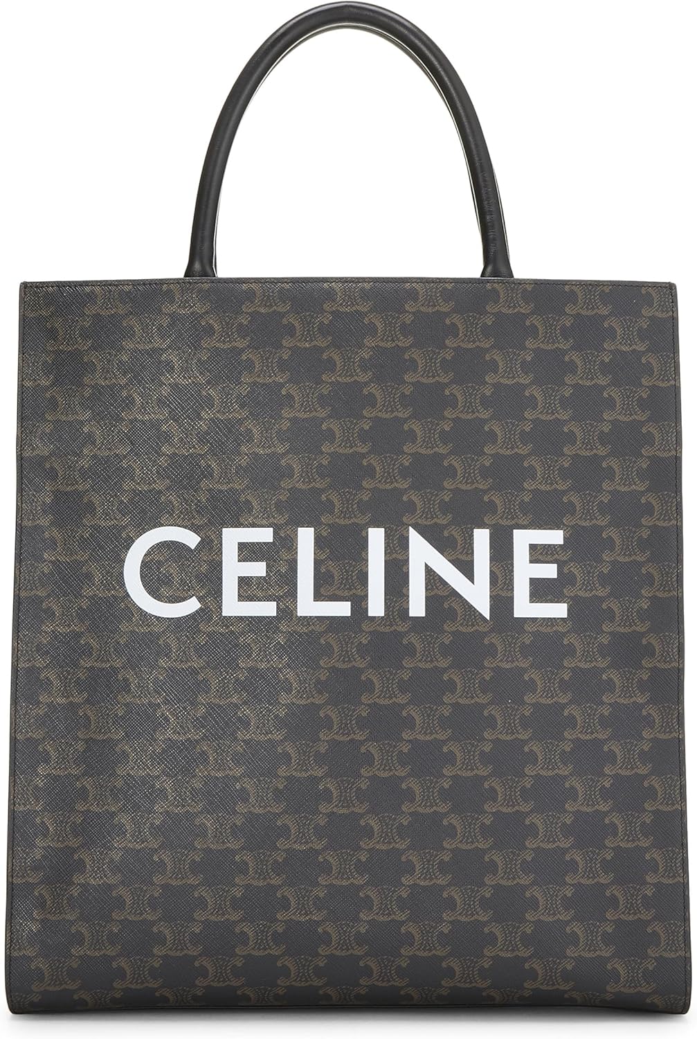 CELINE CéLINE, PRE-LOVED BLACK TRIOMPHE COATED CANVAS VERTICAL CABAS MEDIUM, BLACK