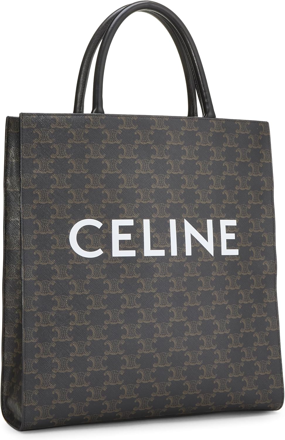 CELINE CéLINE, PRE-LOVED BLACK TRIOMPHE COATED CANVAS VERTICAL CABAS MEDIUM, BLACK