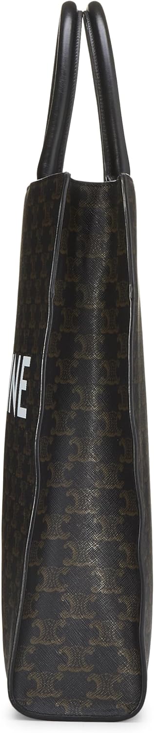 CELINE CéLINE, PRE-LOVED BLACK TRIOMPHE COATED CANVAS VERTICAL CABAS MEDIUM, BLACK