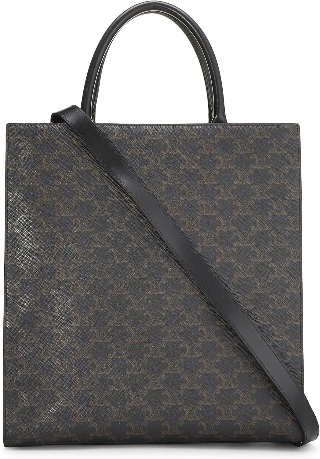 CELINE CéLINE, PRE-LOVED BLACK TRIOMPHE COATED CANVAS VERTICAL CABAS MEDIUM, BLACK