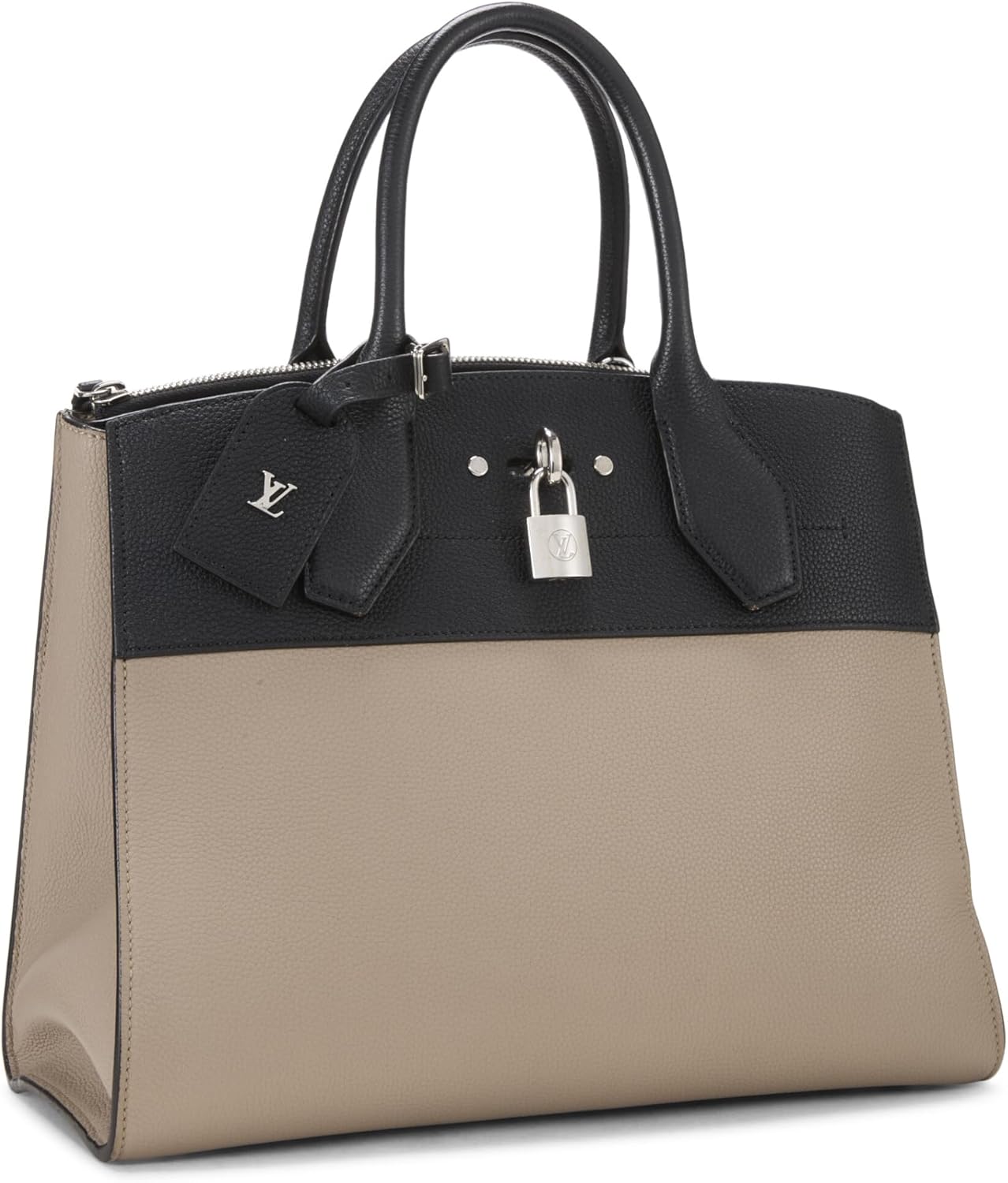Louis Vuitton Pre-Loved Beige & Black Two-Tone Calfskin City Steamer MM, Beige