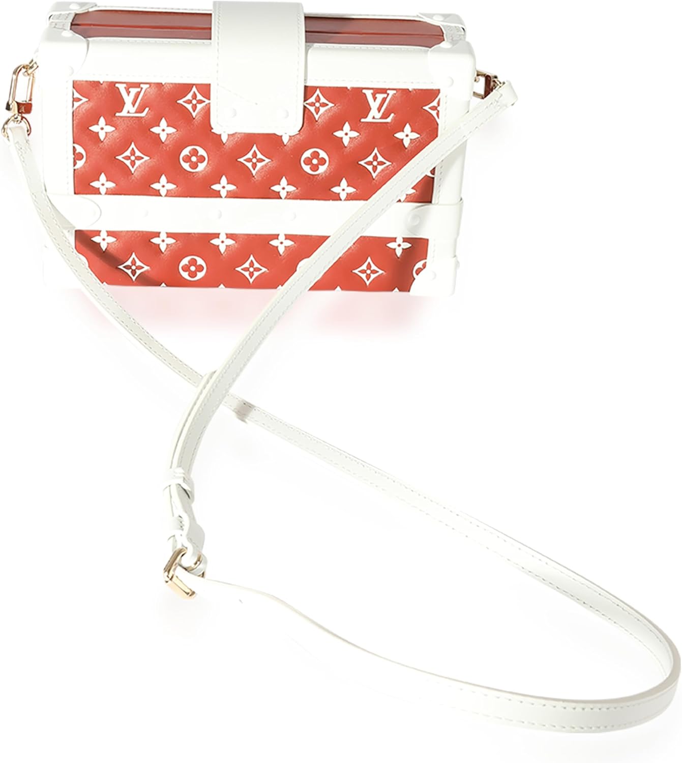 Louis Vuitton Pre-Loved Terracotta & White Monogram Embossed Lambskin Petite Malle