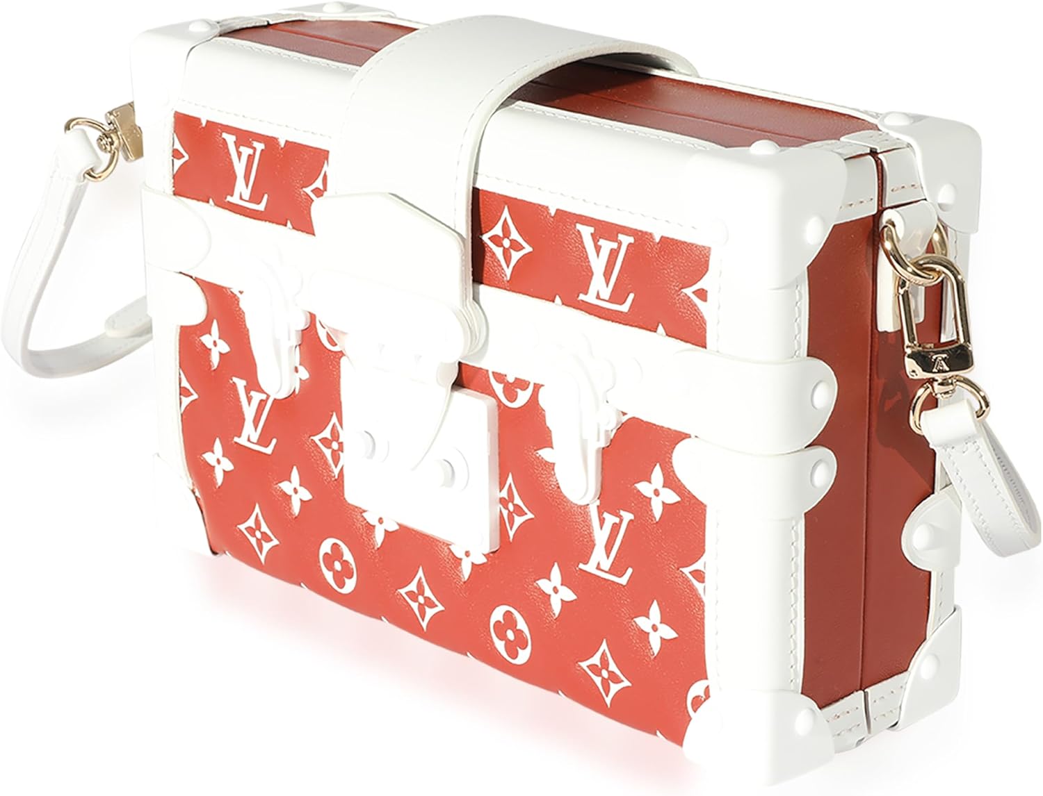 Louis Vuitton Pre-Loved Terracotta & White Monogram Embossed Lambskin Petite Malle