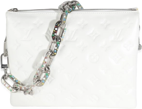 Louis Vuitton Pre-Loved x YK White Monogram Embossed Puffy Lambskin Coussin PM