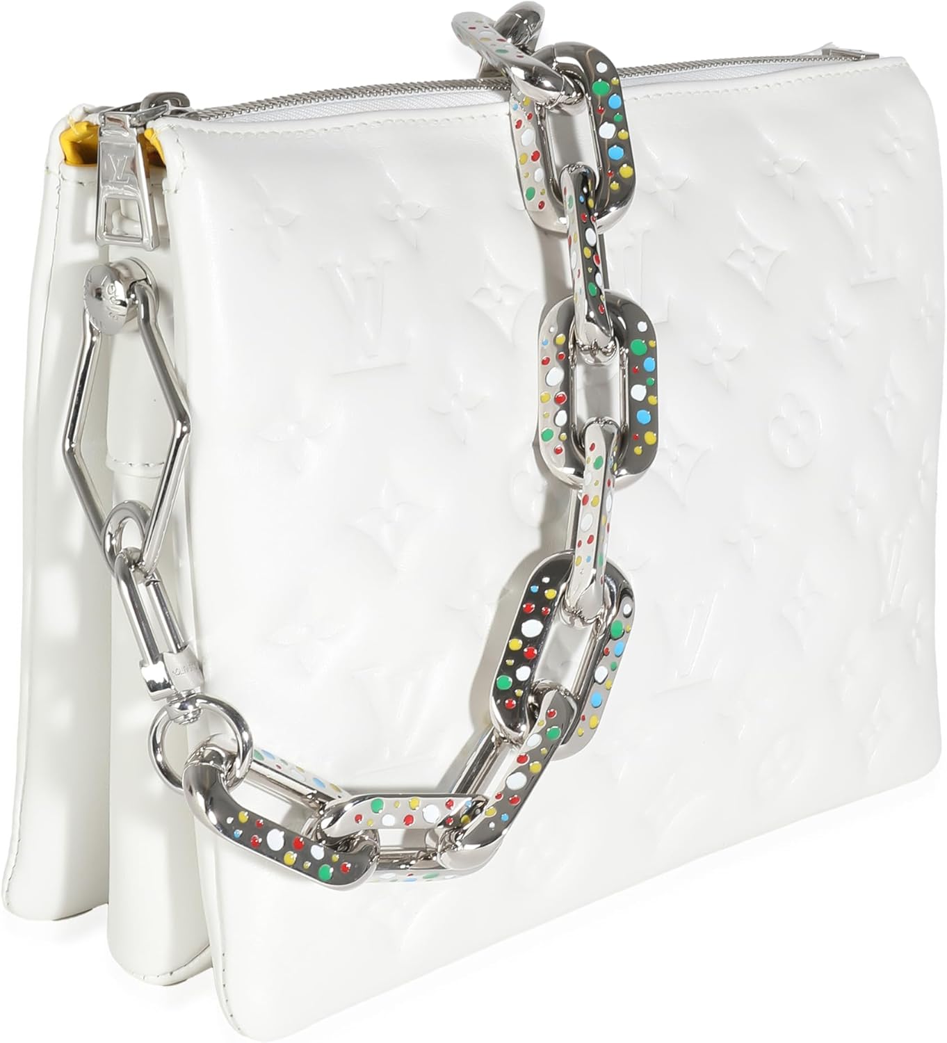 Louis Vuitton Pre-Loved x YK White Monogram Embossed Puffy Lambskin Coussin PM