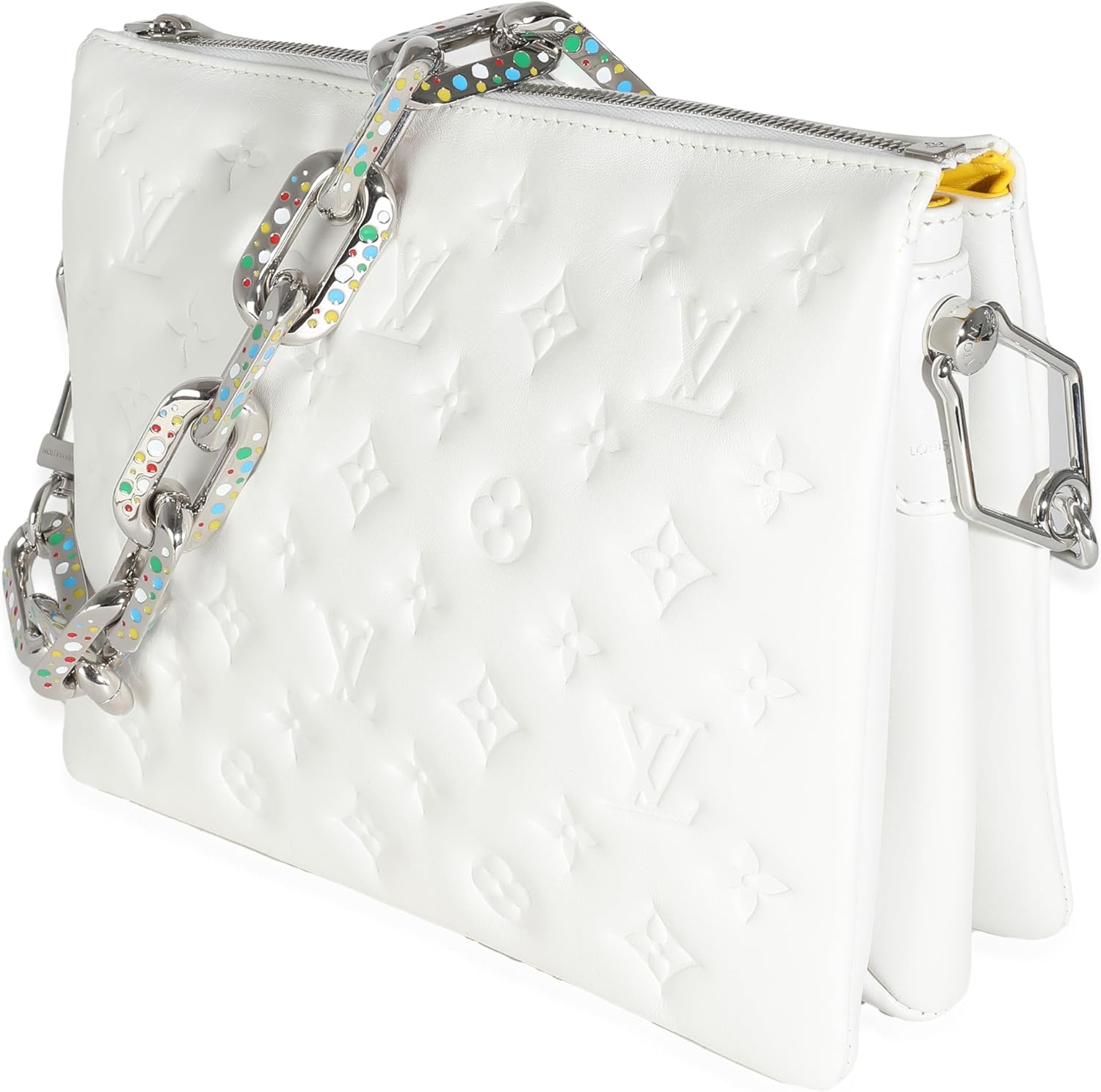 Louis Vuitton Pre-Loved x YK White Monogram Embossed Puffy Lambskin Coussin PM