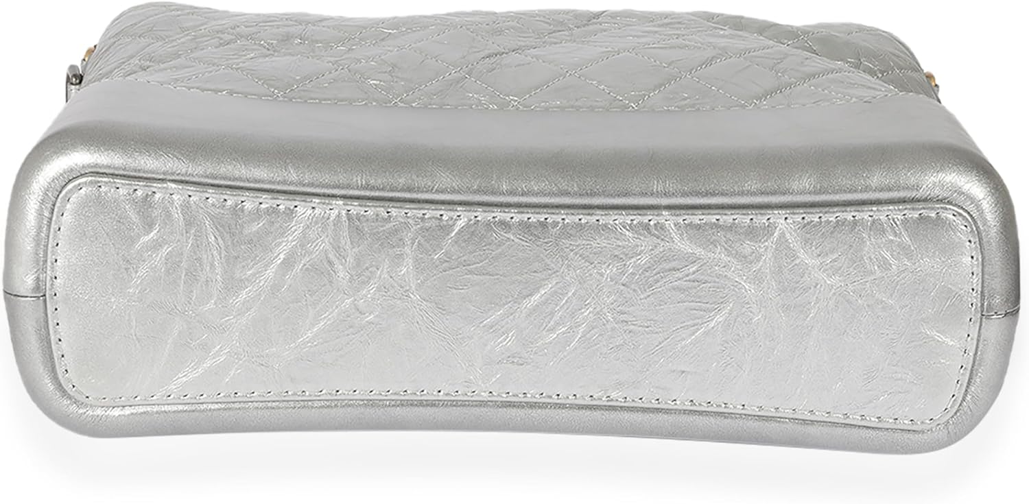 CHANEL Pre-Loved Silver Quilted Aged Calfskin Large Gabrielle Hobo