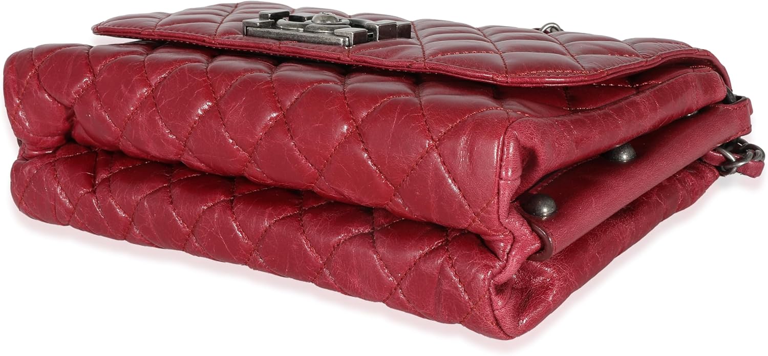 CHANEL Pre-Loved 12P Red Glazed Calfskin Veau Brilliante Flap Bag